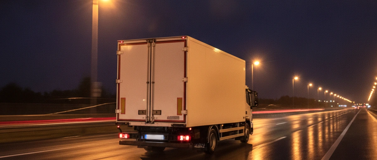 Porteur de transport express roulant de nuit sur autoroute française